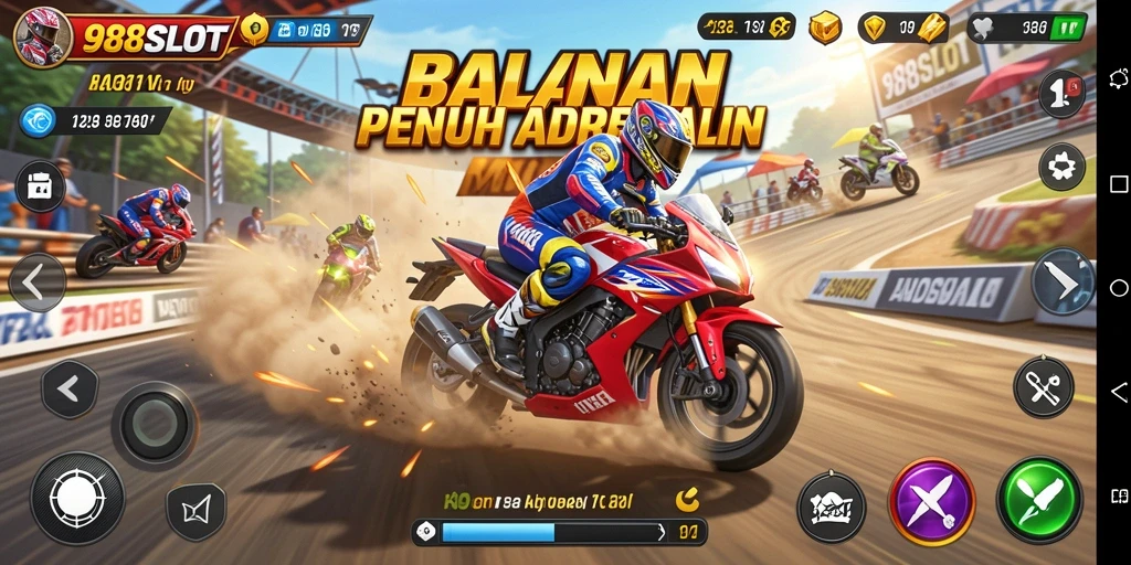 Gameplay balapan motor yang mendebarkan di 988SLOT.