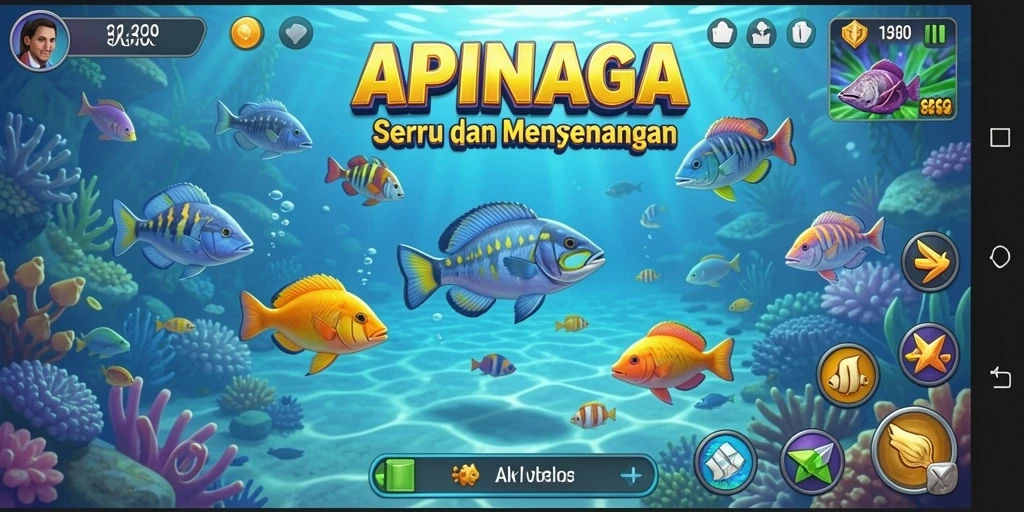 Gameplay menembak ikan yang penuh aksi di APINAGA.