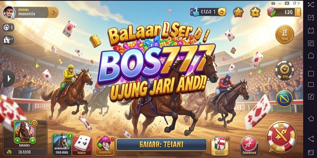 Screenshot gameplay <strong>BOS777</strong> menampilkan balapan yang intens dan mobil yang beragam.