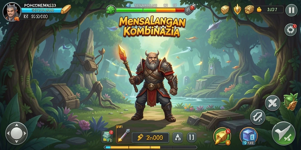 Tampilan gameplay POHONEMAS33 dengan kombinasi match-3 yang seru.