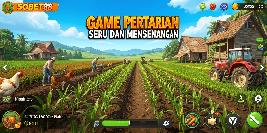 Tangkapan layar dari SOBET88 menampilkan aktivitas pertanian yang menyenangkan.