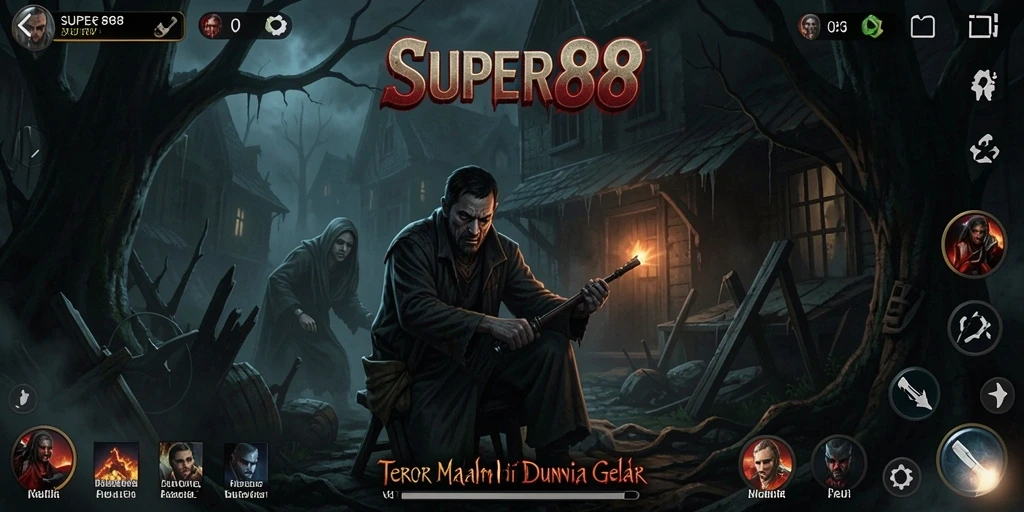 Tampilan gameplay menegangkan di dalam dunia horror SUPER88.