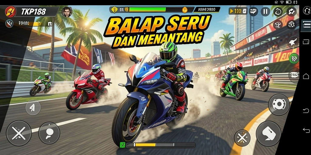 Tampilan seru gameplay balap motor di TKP188.