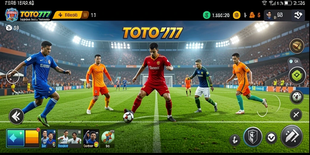Screenshot gameplay TOTO777 dengan aksi sepak bola seru.