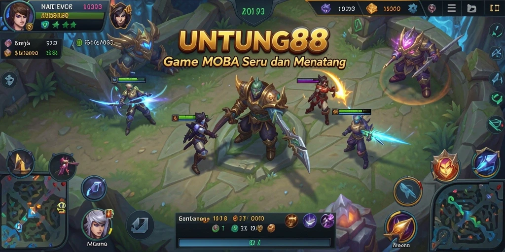 Tampilan seru gameplay UNTUNG88 dengan aksi MOBA yang menegangkan.